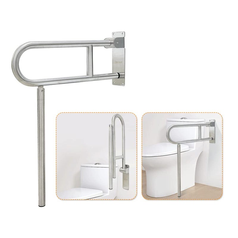 Zelen Flip Up Grab Bars for Bathroom Toilet Rails Handicap Grab Bars Shower Safety Hand Rails for Elderly Bathtub Grab Bar Tub Handicapped Toilet Support Shower Handles Bath Rail Folding Grip Bar - Image 1